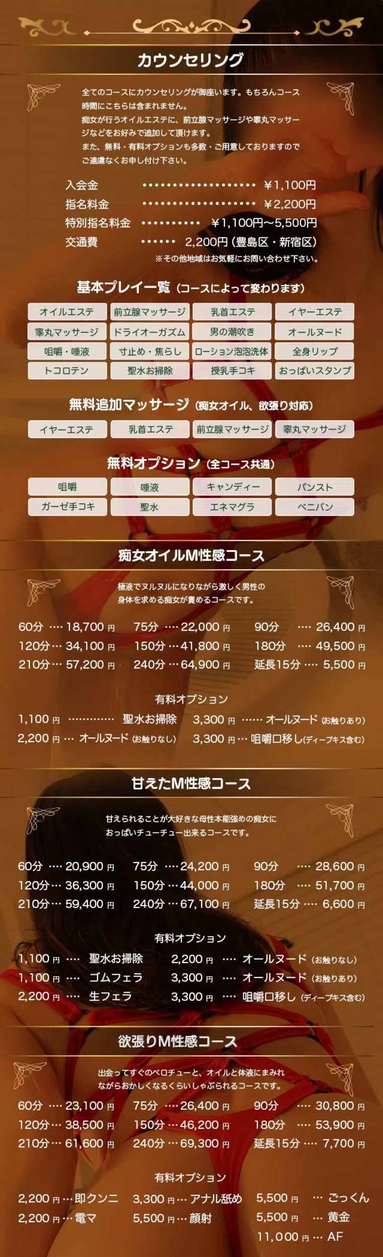 痴女のオイルエステすごいんですの料金システム